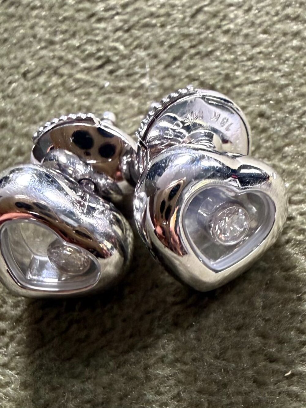 Chopard Happy Diamonds Heart Stud Earrings 18K White Gold